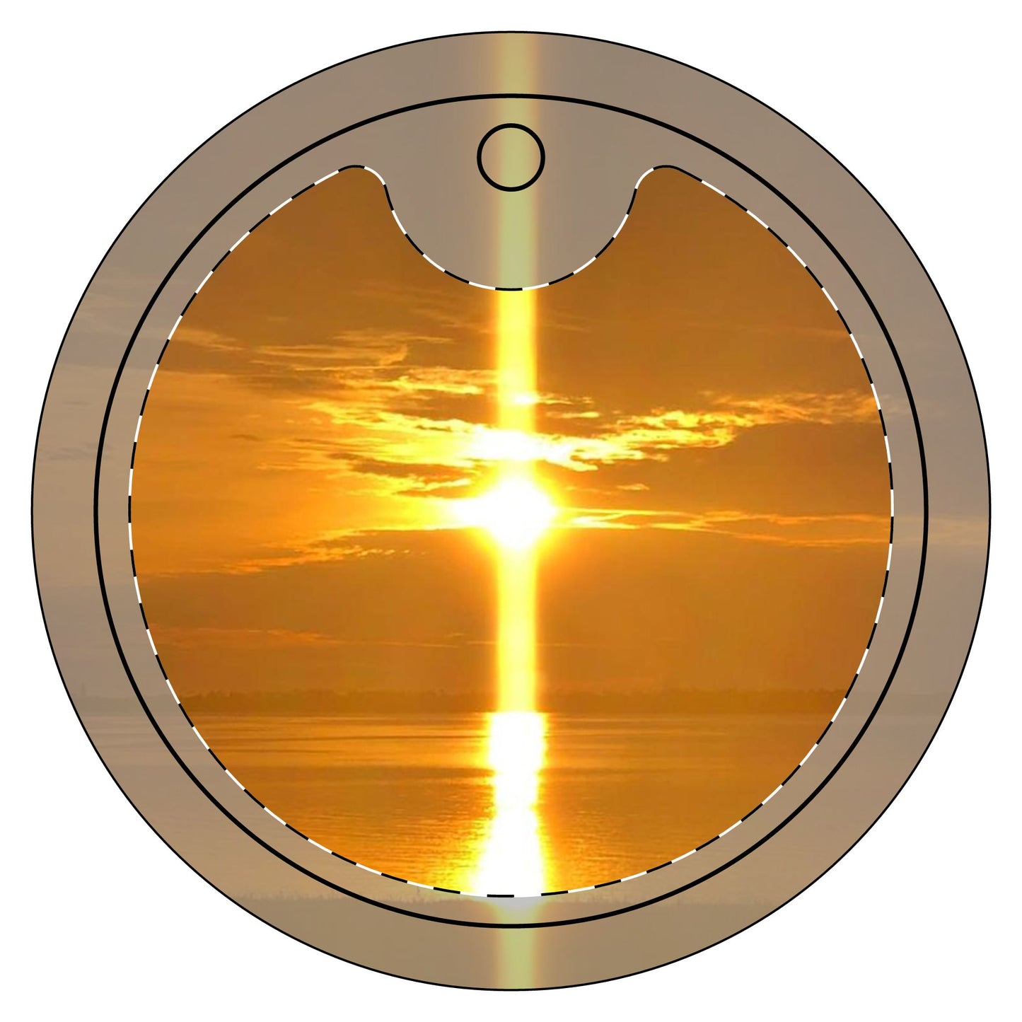 Sunset Reflection Ceramic Ornament - 1-Sided Design for Holiday Decor